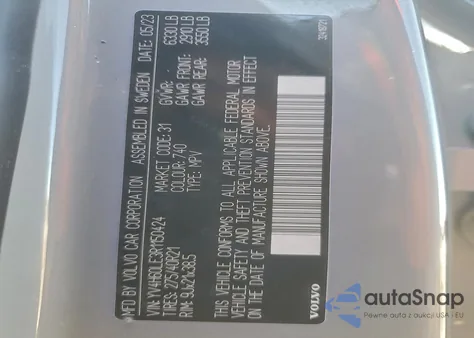 2024 Volvo Xc90 Plus из США, поврежденный, VIN YV4H60LE3R1150424